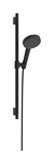 Zestaw prysznicowy 125 3 strumieniowy EcoSmart z drążkiem Unica S Puro 65 cm Raindance Alive Select S czarny Matowy