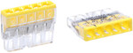 COMPACT terminal block for junction boxes for solid conductors maximum 2.5 mm² 5-wire housing color transparent cover color yellow ambient temperature maximum 60 ° C (T60) 2.50 mm² transparent