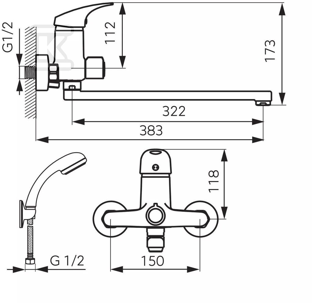 Bateria umywalkowo-wannowa FERRO ONE - BFO55A