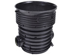 Kineta PP 425x110 przelotowa 0st. typ I, do rury wznoszącej korugowanej 425mm oraz rury wlotowej gładkiej 110mm, z uszczelką, kolor czarny (Tegra 425)