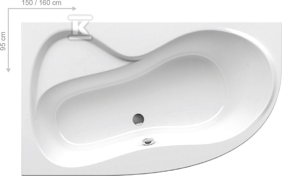 ROSA bathtub 95 150x95 P white - C561000000