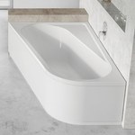 Chrome 160x105 L asymmetric bathtub white