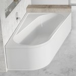 Chrome 160x105 P asymmetric bathtub white