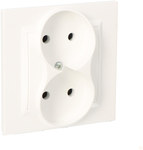 Single socket outlet without earthing, double MONOBLOCK (module) 16A, 250V ~, screw terminals, white * Complete - not for frames white Simon10