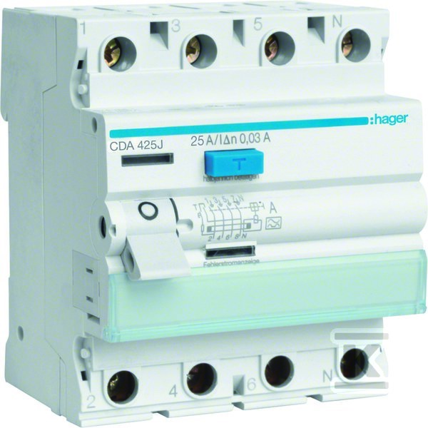 RCD 25A, 30mA, 4 póly, typ A - CDA425J