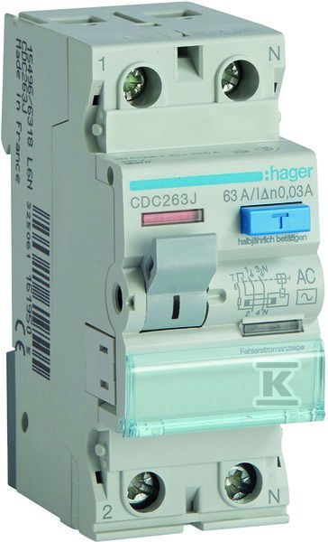 Вимикач диференціального струму 1P+N - CDC263J
