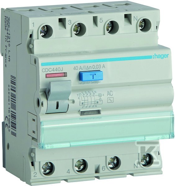 RCD 40A, 30mA, 4 poli, tip AC - CDC440J