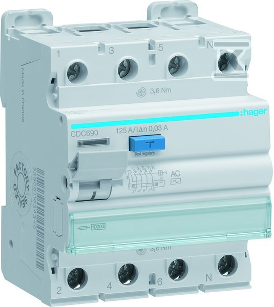 Вимикач диференційного струму 3P+N 125A - CDC690