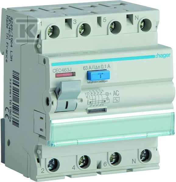 Вимикач диференціального струму 3P+N - CEC463J