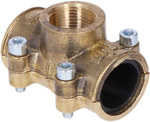 Two-piece brass repair and repair clamp with an outlet with an internal thread MB 28 mm x 3/4'