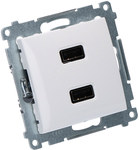 2 x încărcător USB (modul), 2,1 A, 5 V DC, 230 V, alb Simon54