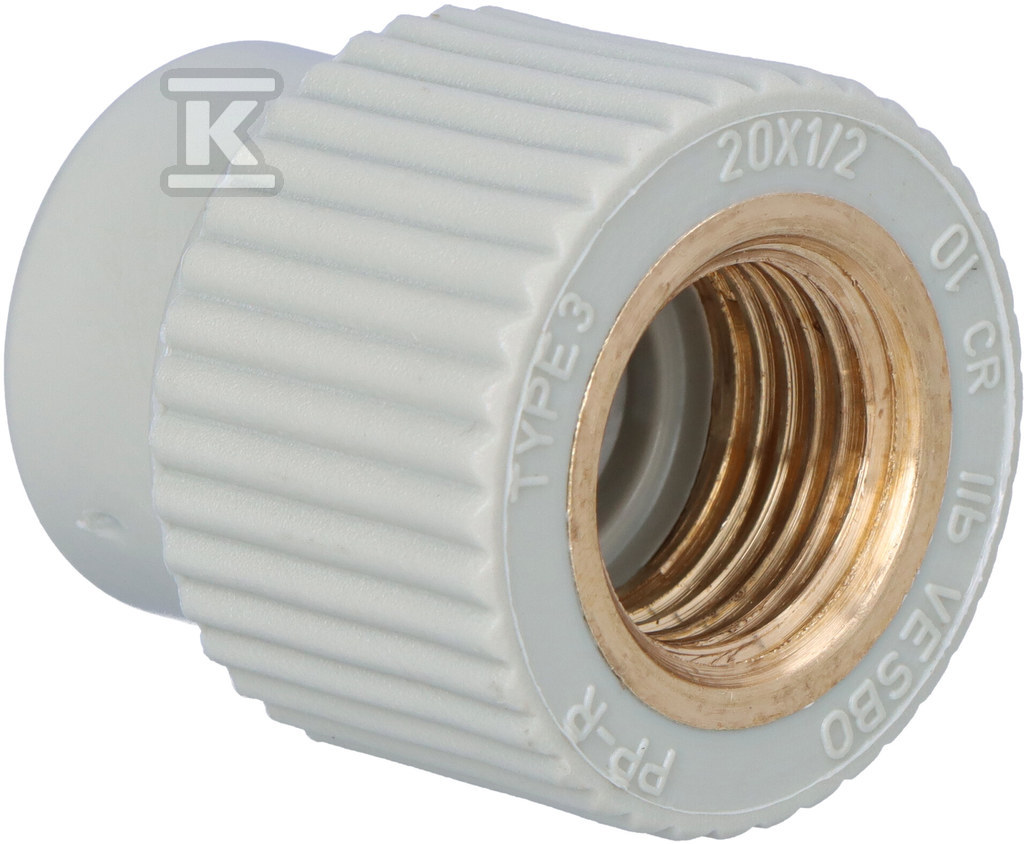 ПП фітинг з латунною різьбою 20/1/2" - 607-20/12-V_ON
