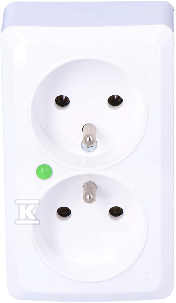 Розетка 2x2P+Z н/т IP20, біла BERG - 3743-00