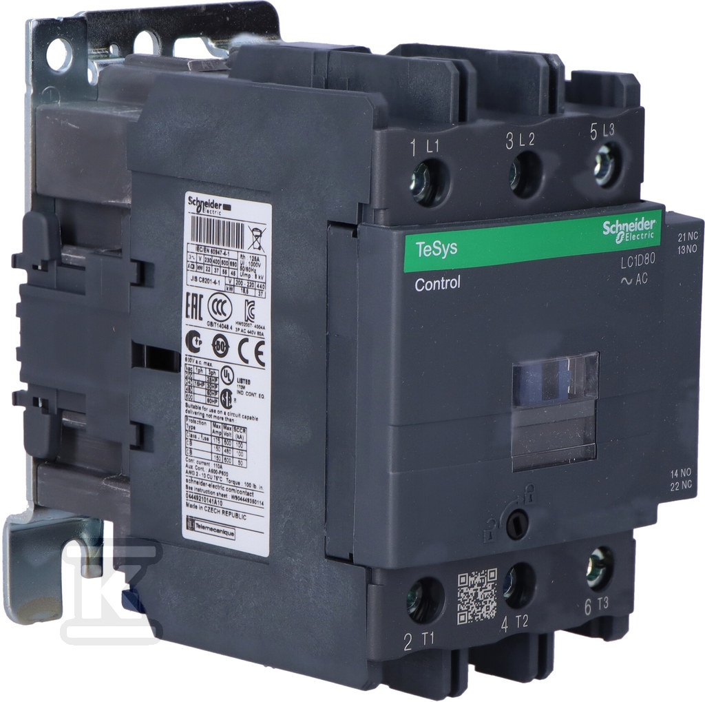 Power contactor TeSys D AC3 80A 3P 1NO - LC1D80P5