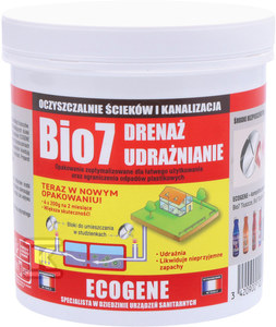 Preparat do udrażniania rur do studni chłonnych, drenażu i kanalizacji Bioexpert BIO7 DRENAŻ UDRAŻNIANIE 800G 