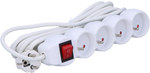 Extension cord with switch, 4 sockets, white, 5 m