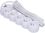 Extension cord 5 sockets, white, 3 m