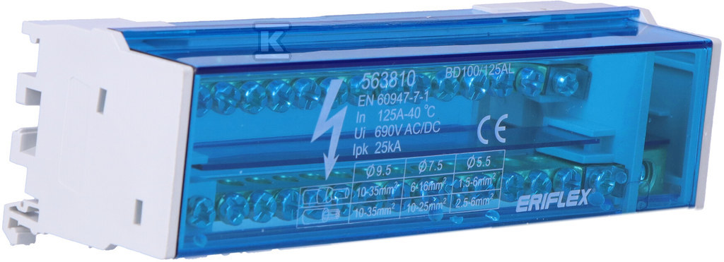 Two-pole distribution block BD100/125AL - 563810