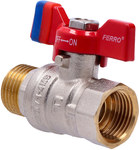 Nut-nipple ball valve with butterfly, 1/2", F-Comfort