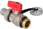 Drain ball valve with seal, nipple, 3/4", F-Comfort