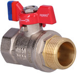 Nut / nipple ball valve with butterfly, 3/4", F-Comfort