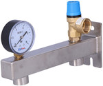 DHW safety group INOX 6 bar, with safety valve and pressure gauge