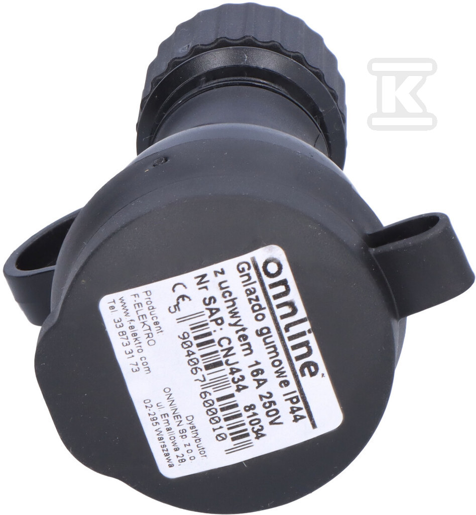 Розетка гумова з ручкою 16А 250В IP44, - 81034
