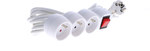 Extension cord with switch, 3 sockets, white, 5 m ONNLINE