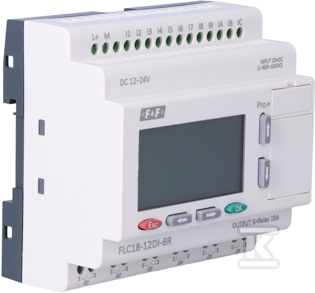 Freely programmable controller with 12 - FLC18-12DI-6R