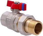 Nut / nipple ball valve with butterfly, with screw connection, 1 ", F-Power