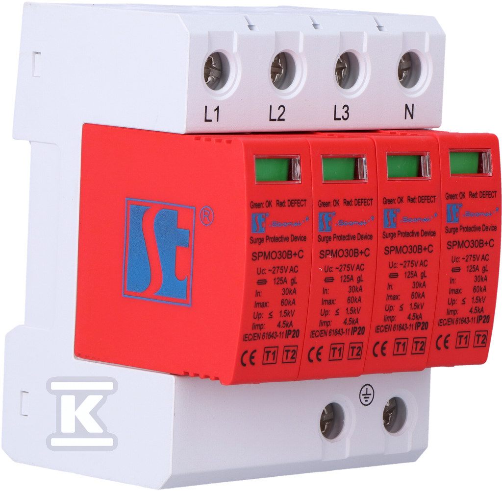 Varistorový svodič přepětí typ 1+2 - SPMO30B+C\4P