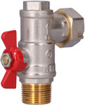 Angle ball valve SPIN with swivel nut with filter DN20-PN25 3/4"