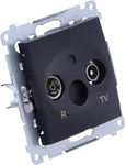 R-TV, separated end antenna socket (module), attenuation 1dB, matt black Simon54