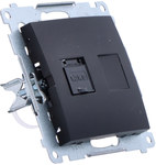 RJ45 single computer socket, category 6, with anti-dust cover (module), Simon54 matt black