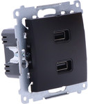 2 x încărcător USB (modul), 2,1 A, 5 V DC, 230 V, negru mat Simon54