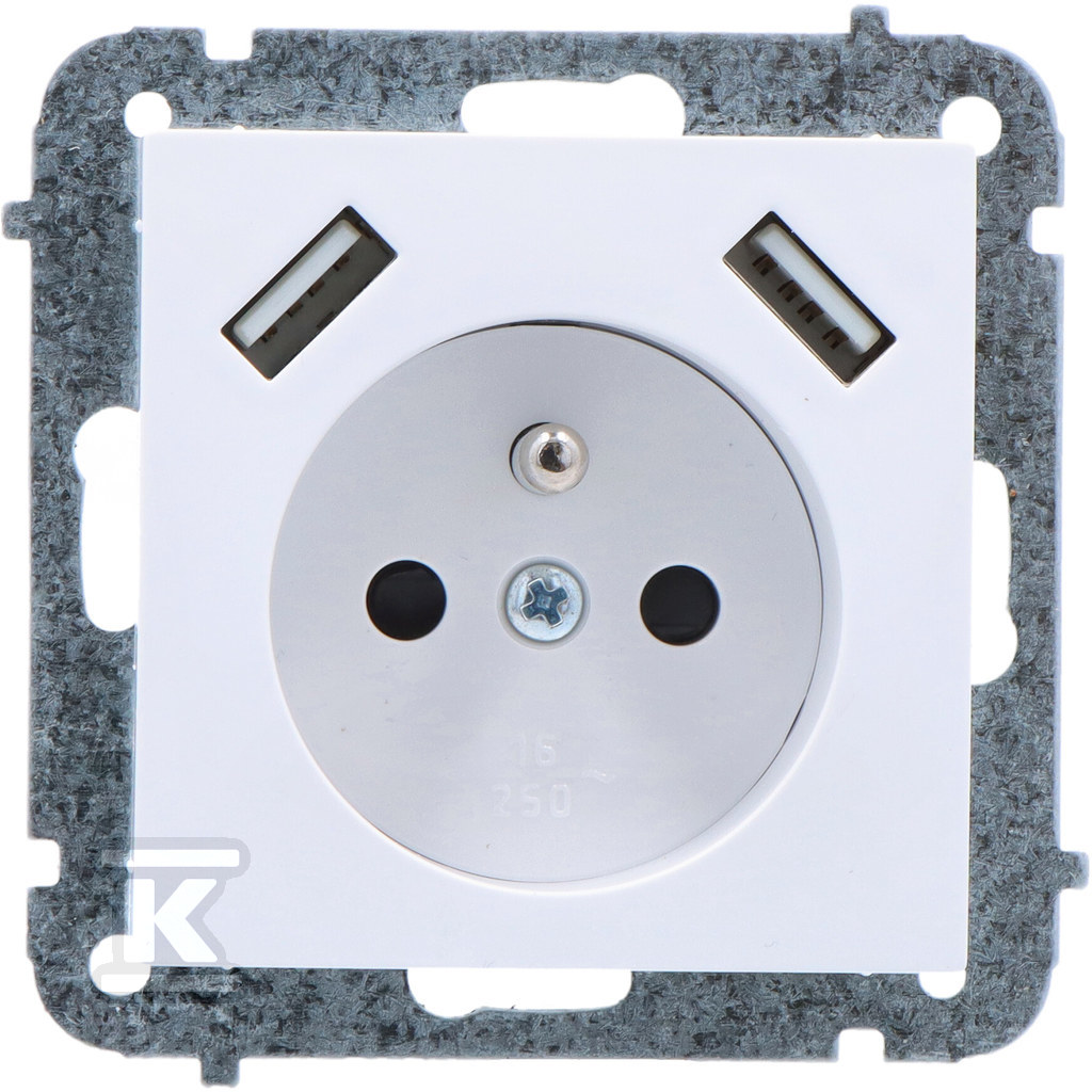 Розетка врізна 2P+Z + 2xUSB блок - 3888-10