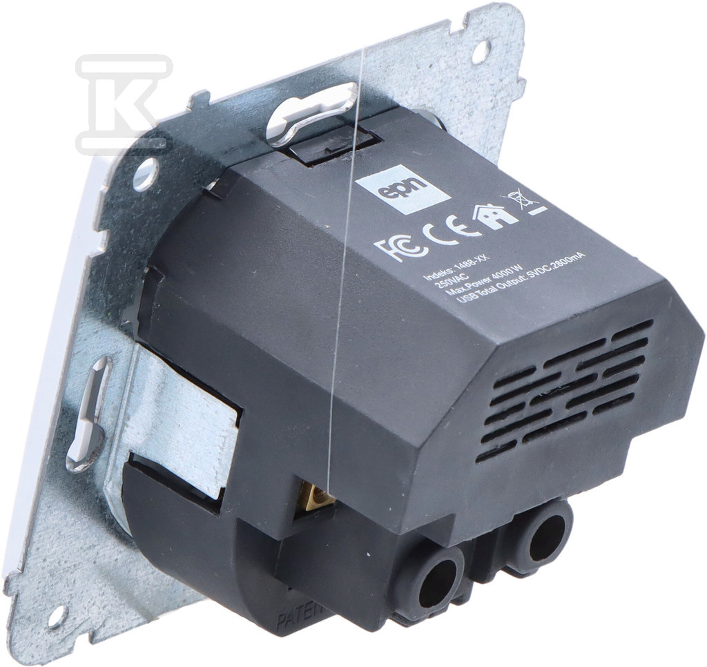 Розетка врізна 2P+Z + 2xUSB блок - 3888-10