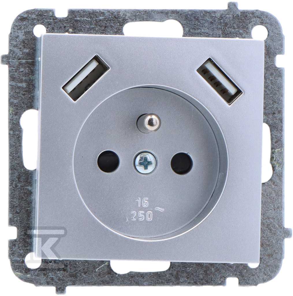 Розетка врізна 2P+Z + 2xUSB блок - 3888-16