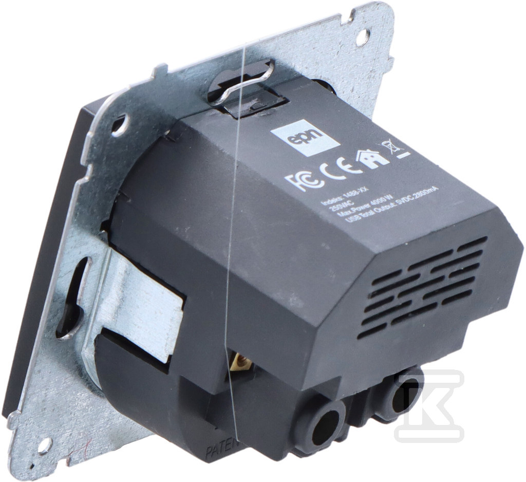 Розетка врізна 2P+Z + 2xUSB блок - 3888-19