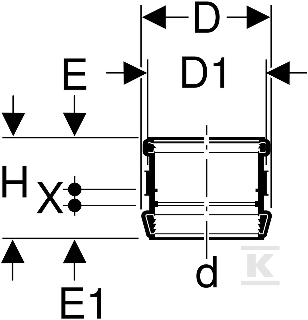 Two-sided socket Geberit Silent-db20 - 308.002.14.1