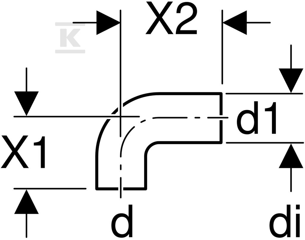 Kolano PEHD 56x50/88.5 przyłączeniowe - 363.083.16.1