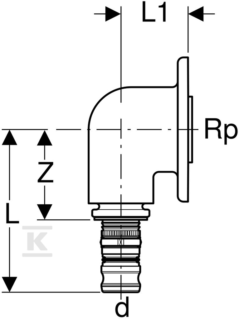 Connection elbow Geberit Mepla for - 612.277.00.6