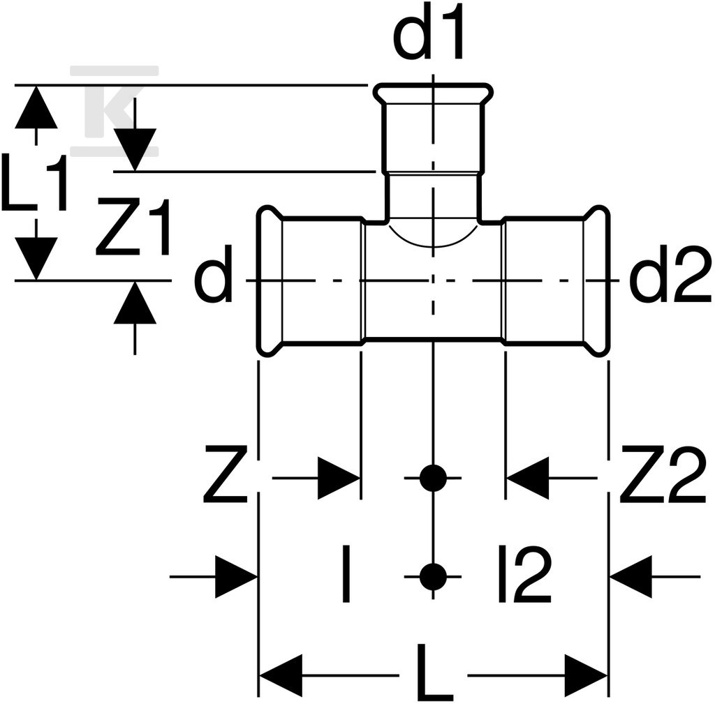 Geberit Mapress Edelstahl reducing tee - 31229