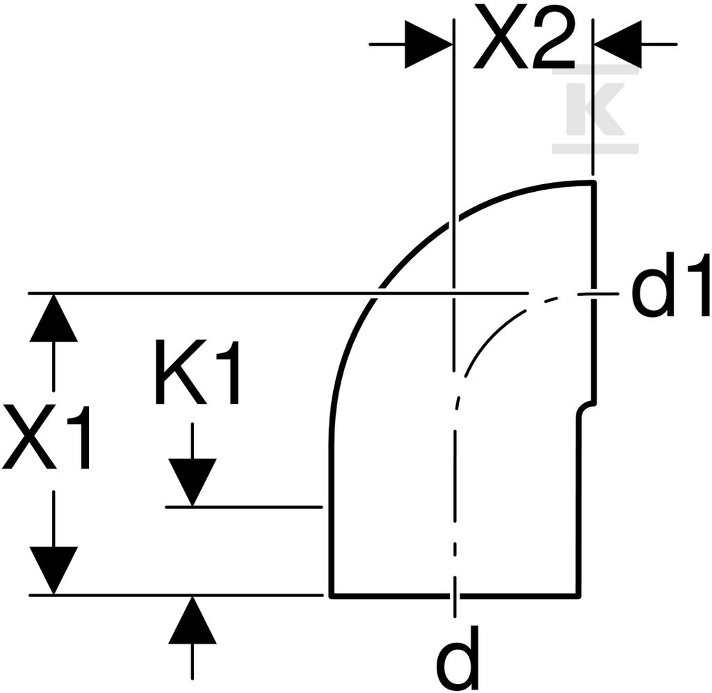 Kolano PEHD 63x56/90 podłączeniowe - 364.063.16.1