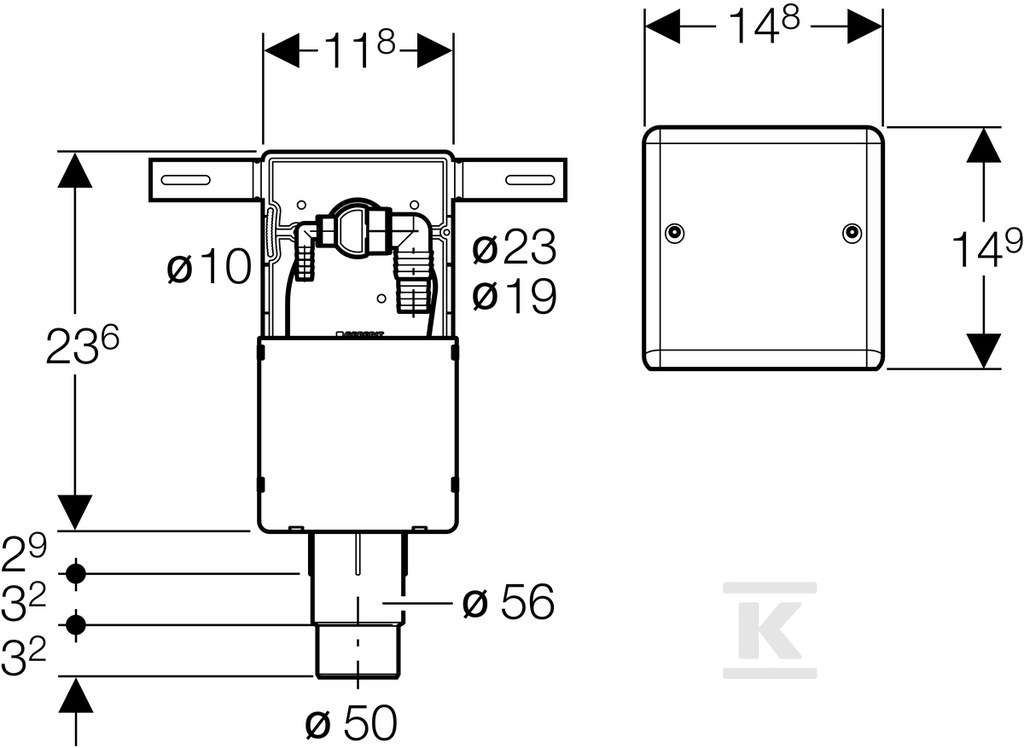 Wall drain for washing machines or - 152.233.00.1