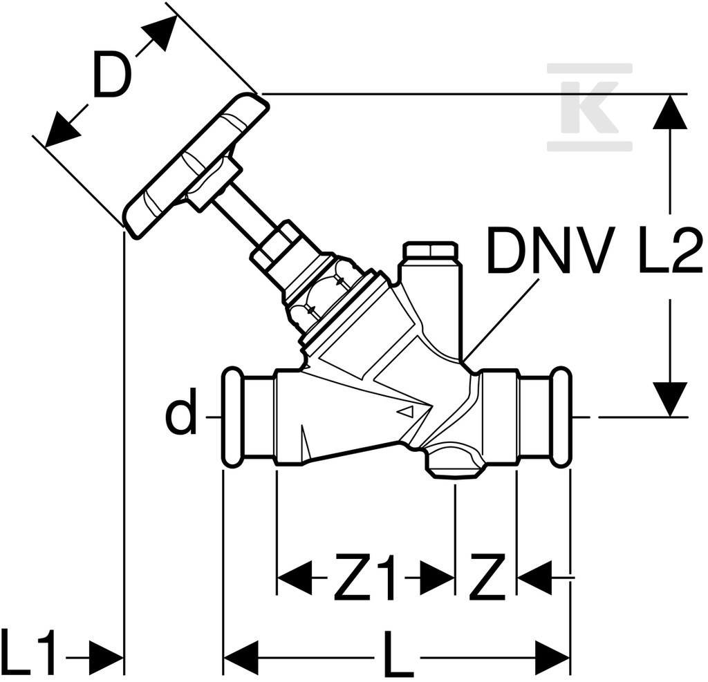 Zawór Geberit Mapress odcinający skośny - 94887