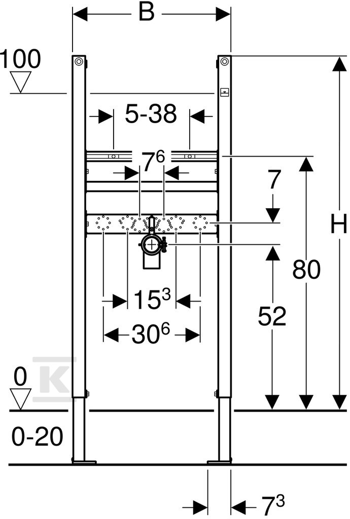 Cadru Duofix Basic pentru lavoar, H112 - 111.471.00.1