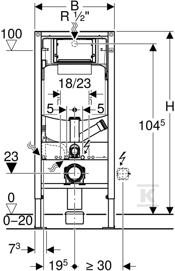 Cadru WC Duofix cu extracție laterală, - 111.364.00.5