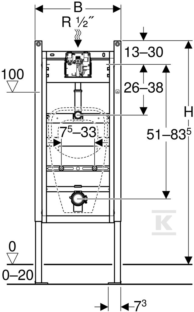 Pisoar universal Cadru Duofix Basic, - 111.665.00.5