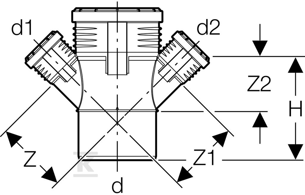 Cross connector Geberit Silent-PP GTDA - 390.569.14.1